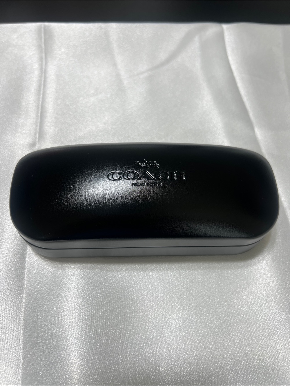Coach Black Hard Eyeglass Case with Embossed Logo NWOT